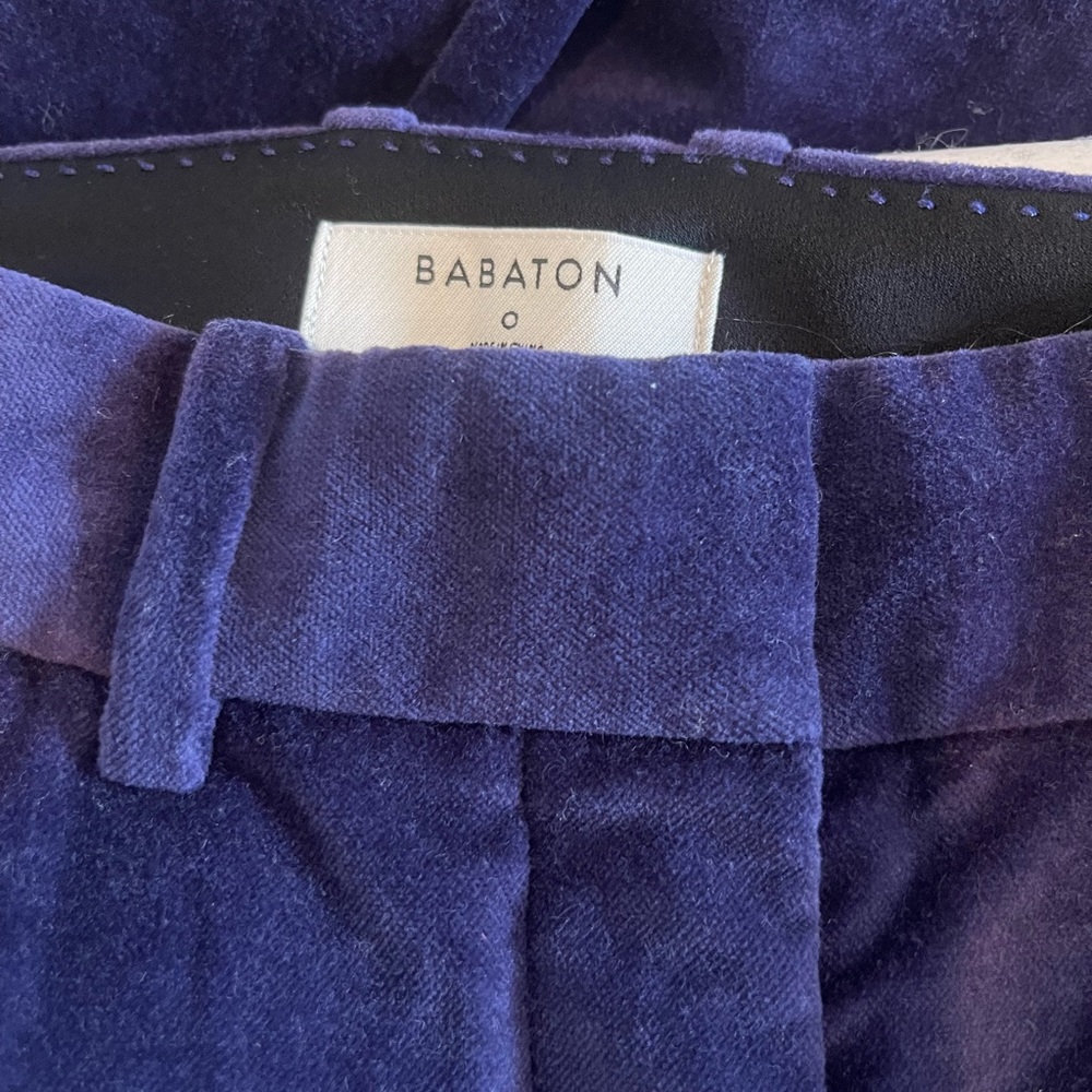 Aritzia Babaton Blue Velvet Trousers